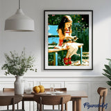 paint by numbers | Little Girl in the park with her cat | animals cats easy romance | FiguredArt