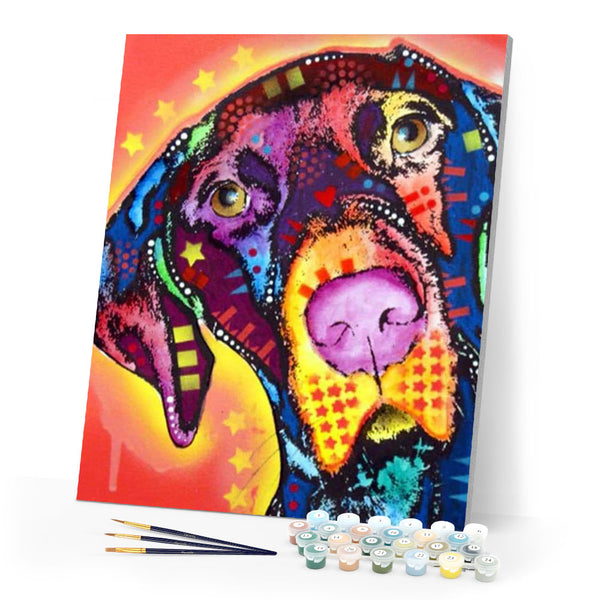 paint by numbers | Dog with Stars | advanced animals dogs Pop Art | FiguredArt