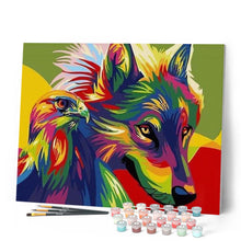 Load image into Gallery viewer, paint by numbers | Wolf and Eagle Pop Art | animals birds eagles easy Pop Art | FiguredArt