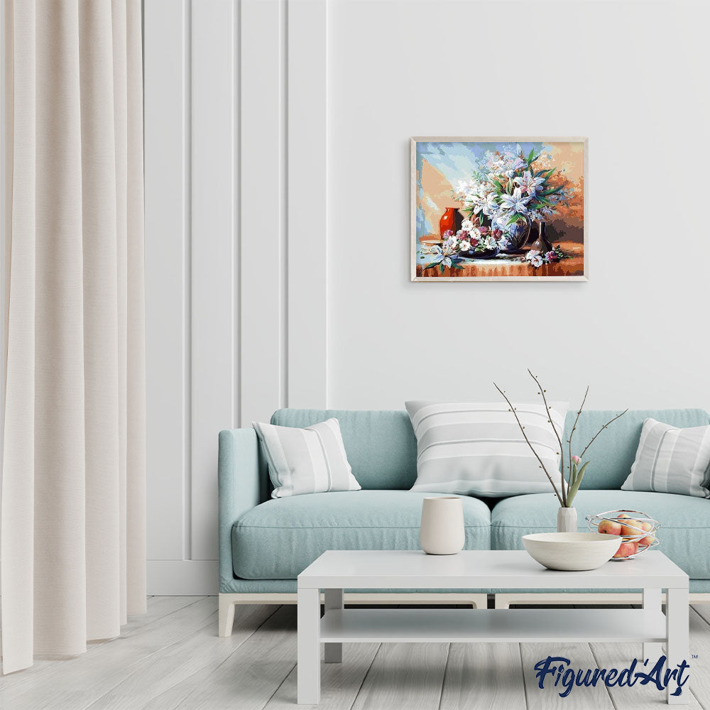 paint by numbers | Flowers and Skull | flowers intermediate | FiguredArt