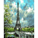 paint by numbers | Eiffel Tower Cloudy Day | cities intermediate | FiguredArt