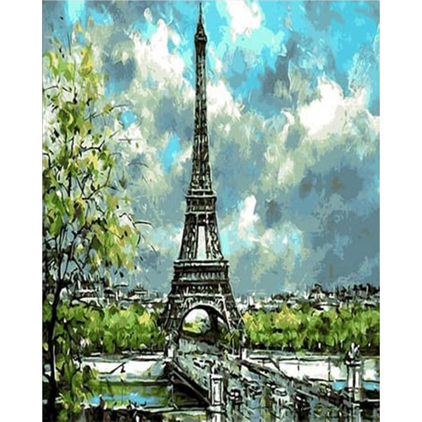 paint by numbers | Eiffel Tower Cloudy Day | cities intermediate | FiguredArt