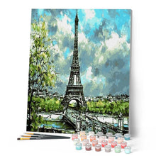Load image into Gallery viewer, paint by numbers | Eiffel Tower Cloudy Day | cities intermediate | FiguredArt