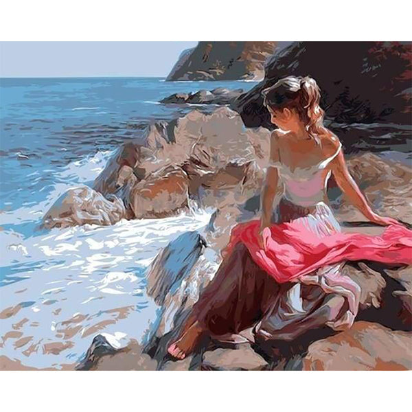 paint by numbers | Woman on the Seaside | easy landscapes | FiguredArt