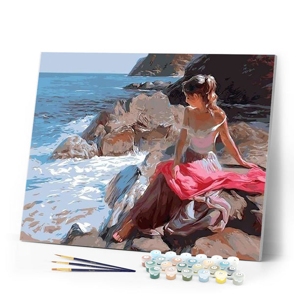 paint by numbers | Woman on the Seaside | easy landscapes | FiguredArt