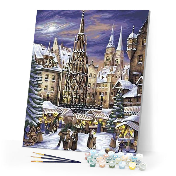 paint by numbers | Nuremberg Christmas Market | christmas cities intermediate | FiguredArt