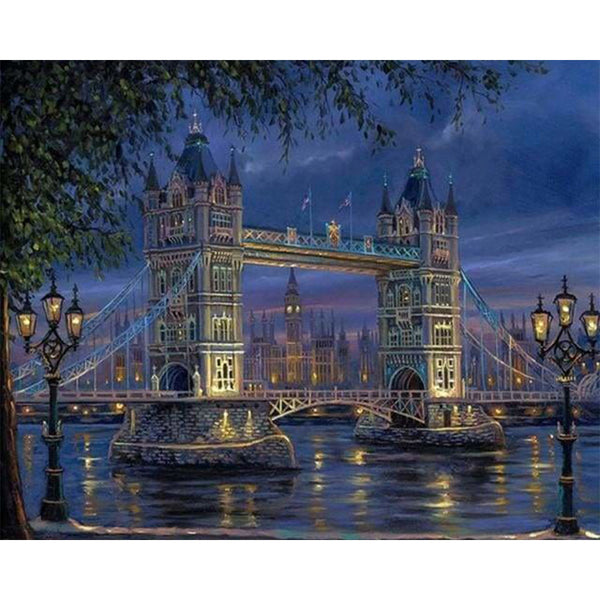 paint by numbers | Tower Bridge in London Night | cities intermediate | FiguredArt