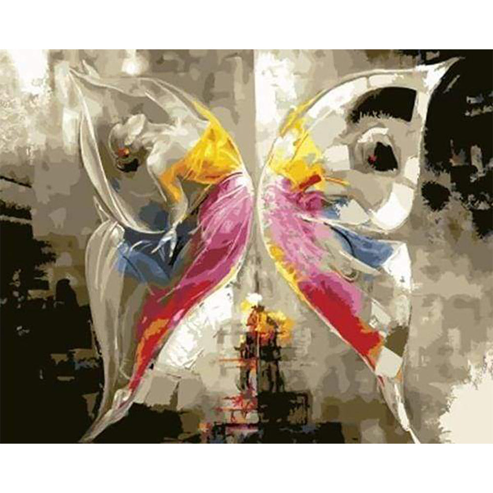 paint by numbers | Colorful Abstract Butterfly | animals butterflies dance intermediate | FiguredArt