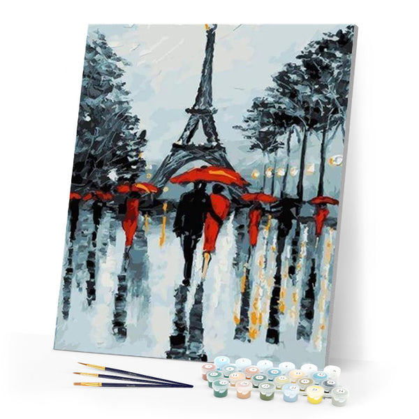paint by numbers | Romantic couples near the Eiffel Tower | cities intermediate | FiguredArt