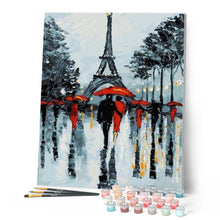 Load image into Gallery viewer, paint by numbers | Romantic couples near the Eiffel Tower | cities intermediate | FiguredArt