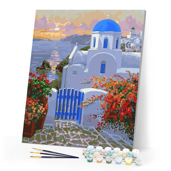 paint by numbers | Greek Villa | intermediate landscapes | FiguredArt