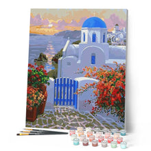 Load image into Gallery viewer, paint by numbers | Greek Villa | intermediate landscapes | FiguredArt