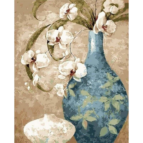 paint by numbers | Ancient Bottle and Flowers | flowers intermediate | FiguredArt