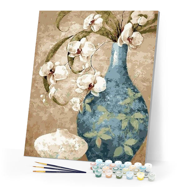 paint by numbers | Ancient Bottle and Flowers | flowers intermediate | FiguredArt