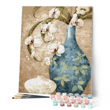 Load image into Gallery viewer, paint by numbers | Ancient Bottle and Flowers | flowers intermediate | FiguredArt
