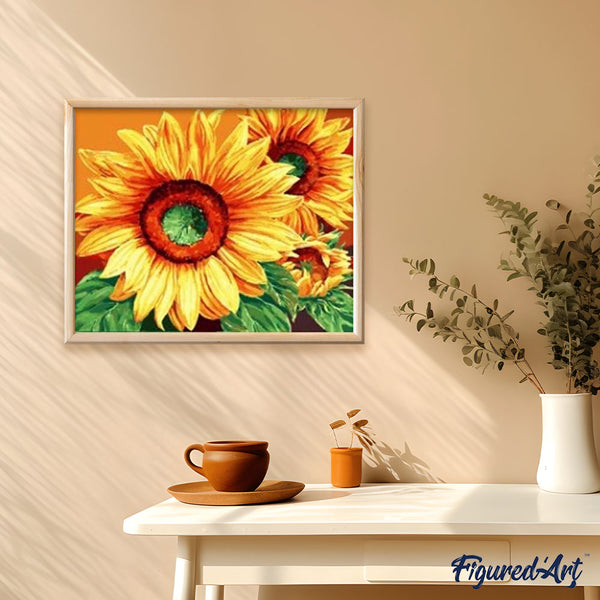 paint by numbers | Large Sunflowers | easy flowers | FiguredArt