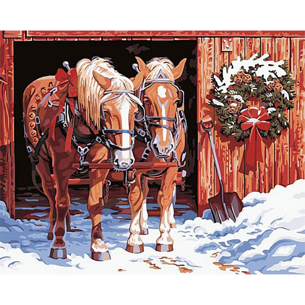 paint by numbers | Horses in Winter | animals horses intermediate | FiguredArt