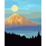 paint by numbers | Mountain and Full Moon | easy landscapes mountains | FiguredArt