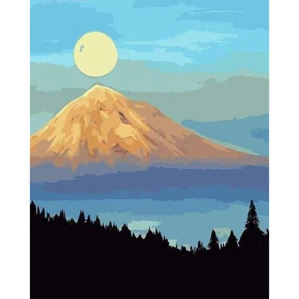 paint by numbers | Mountain and Full Moon | easy landscapes mountains | FiguredArt