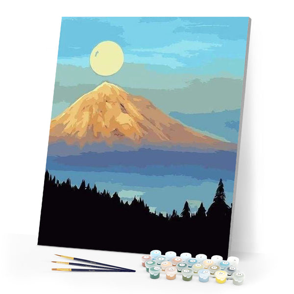 paint by numbers | Mountain and Full Moon | easy landscapes mountains | FiguredArt
