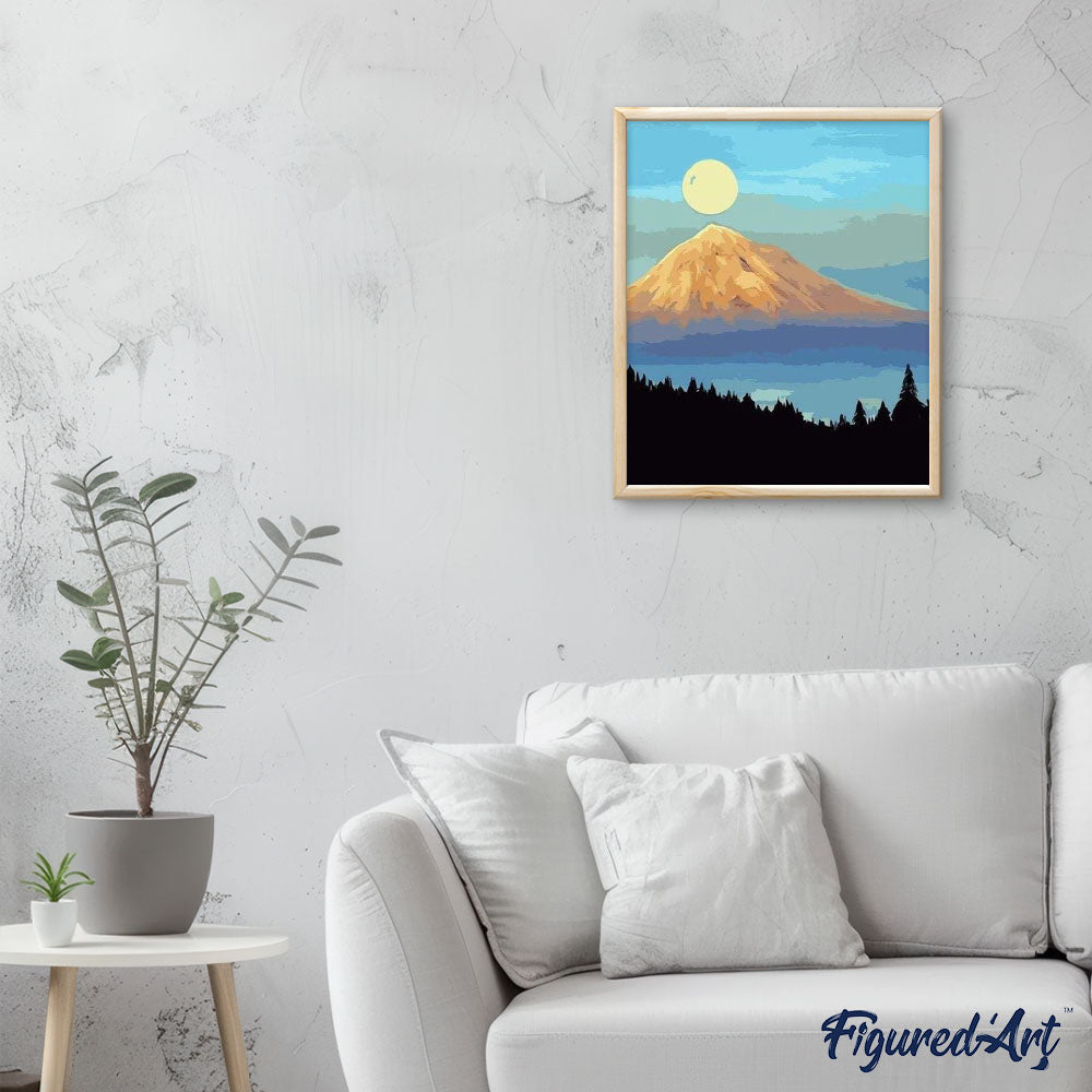 paint by numbers | Mountain and Full Moon | easy landscapes mountains | FiguredArt