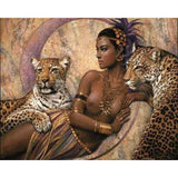 paint by numbers | Goddess and Leopards | advanced animals leopards nude | FiguredArt