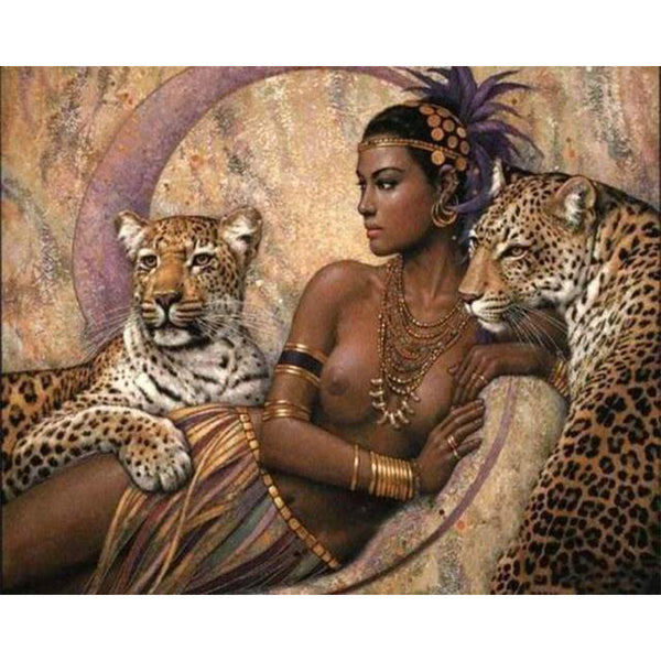paint by numbers | Goddess and Leopards | advanced animals leopards nude | FiguredArt