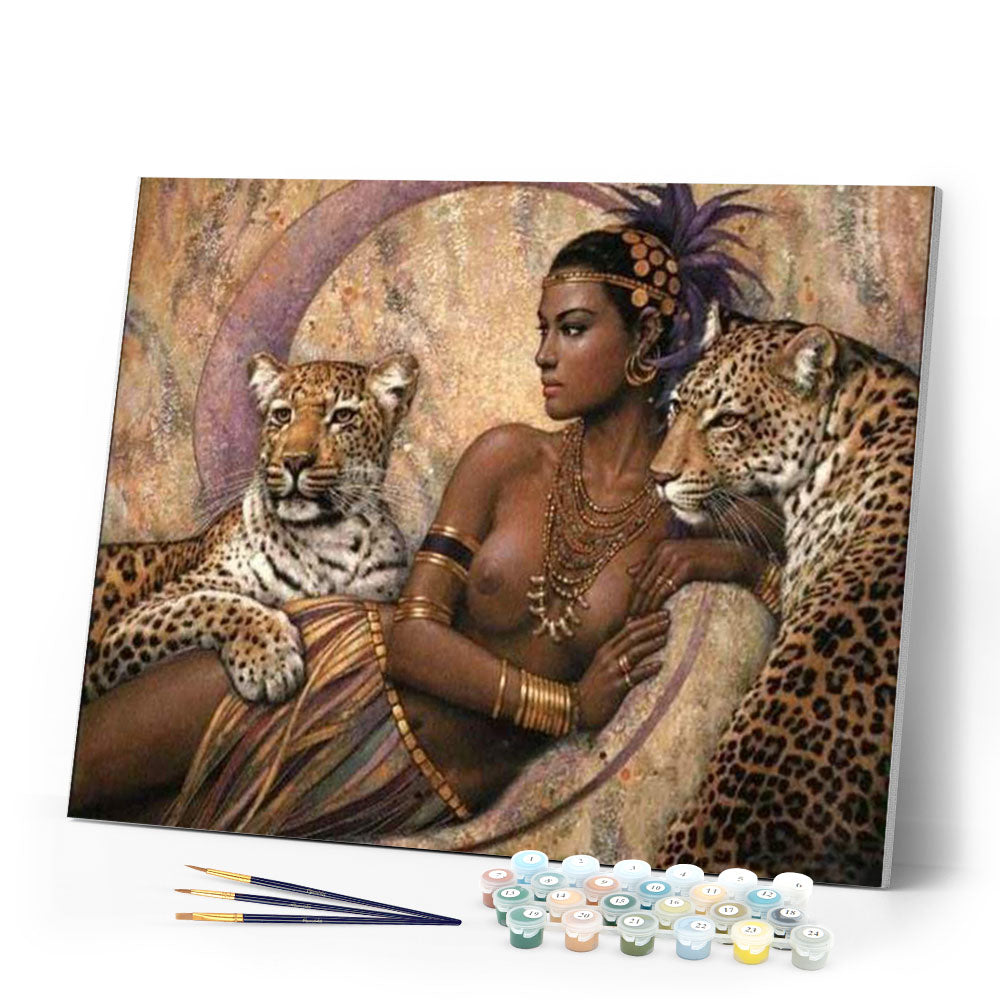 paint by numbers | Goddess and Leopards | advanced animals leopards nude | FiguredArt
