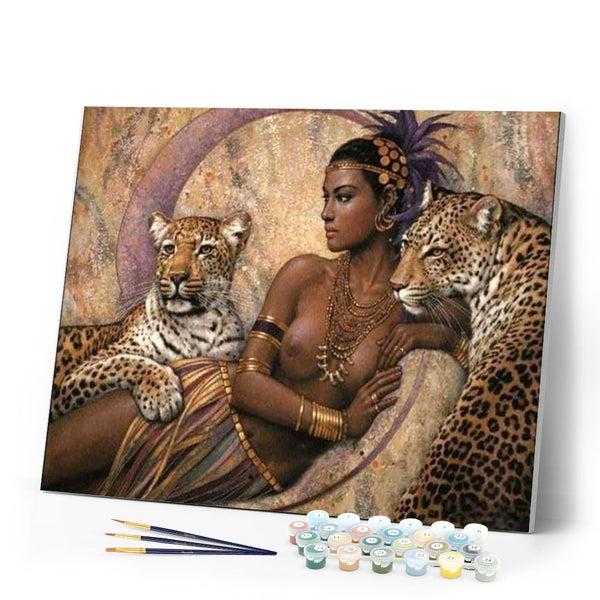 paint by numbers | Goddess and Leopards | advanced animals leopards nude | FiguredArt