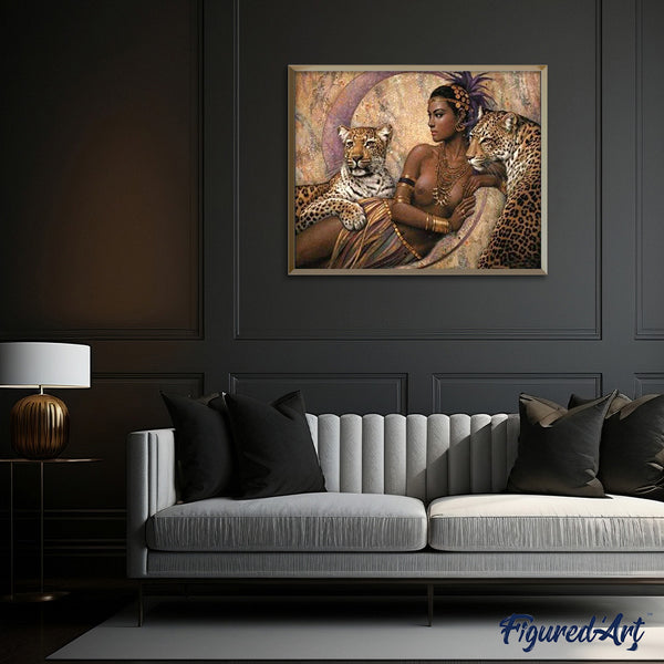 paint by numbers | Goddess and Leopards | advanced animals leopards nude | FiguredArt