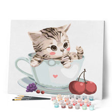 Load image into Gallery viewer, paint by numbers | Cherry Cat | animals beginners cats easy kitchen | FiguredArt