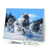 paint by numbers | Pack of Wolves in the Snow | animals intermediate wolves | FiguredArt