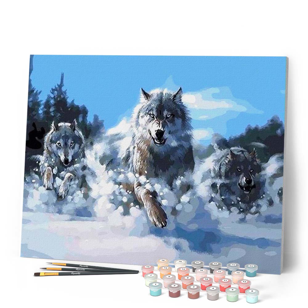 Paint by numbers - Pack of Wolves in the Snow – Figured'Art