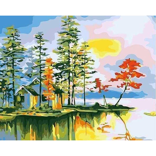 paint by numbers | Lake Villa | easy landscapes | FiguredArt