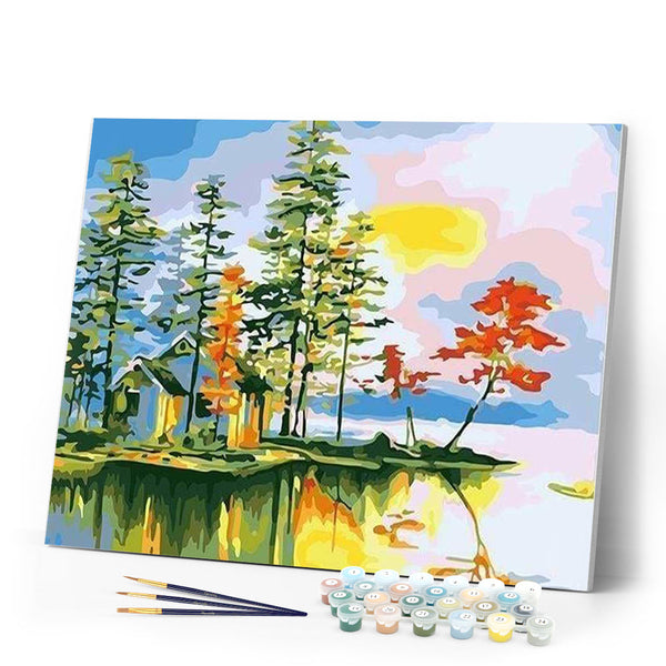 paint by numbers | Lake Villa | easy landscapes | FiguredArt