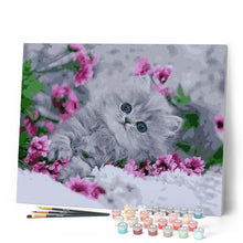 Load image into Gallery viewer, paint by numbers | Kitten in the Flowers | animals cats flowers intermediate | FiguredArt