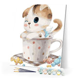 paint by numbers | Cat Teacup | animals beginners cats easy kids | FiguredArt