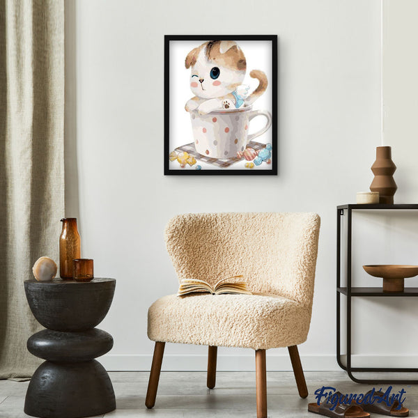 paint by numbers | Cat Teacup | animals beginners cats easy kids | FiguredArt