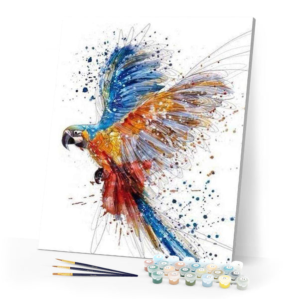 paint by numbers | Parrot in full Flight | advanced animals birds parrots | FiguredArt