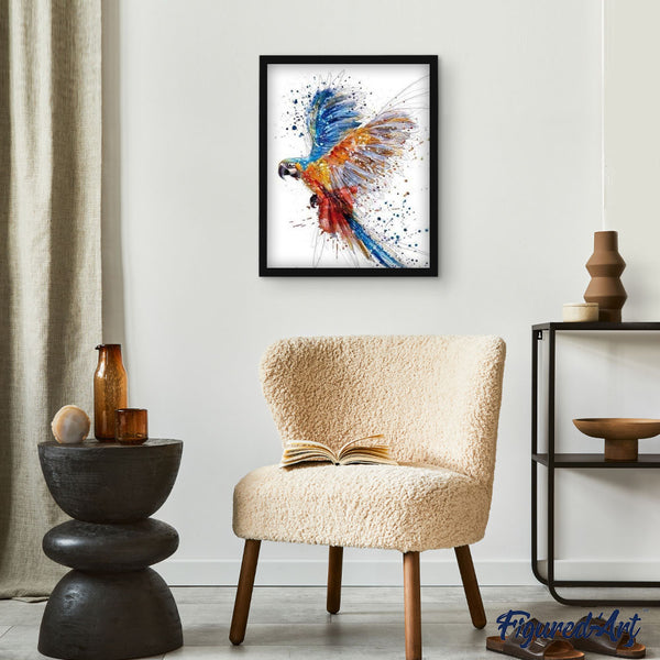 paint by numbers | Parrot in full Flight | advanced animals birds parrots | FiguredArt