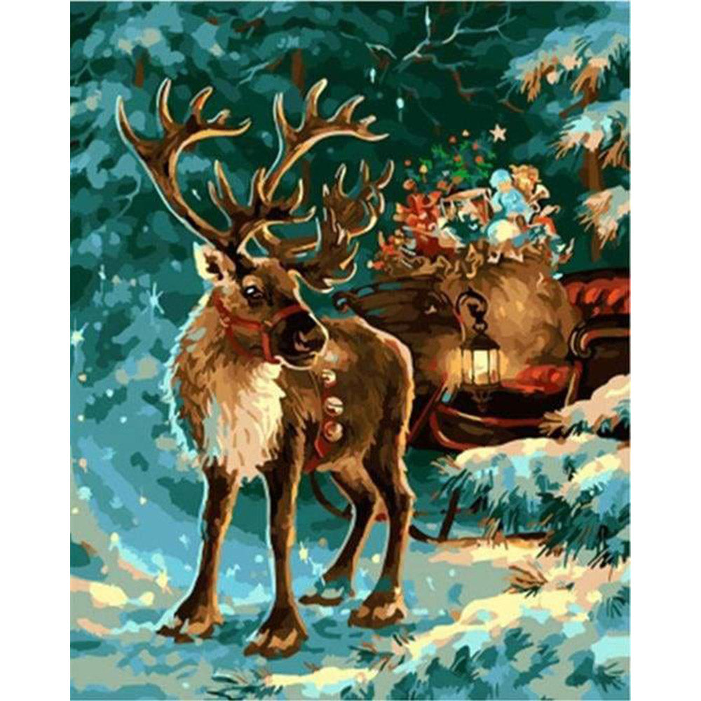 paint by numbers | Moose Christmas | animals christmas deer intermediate | FiguredArt