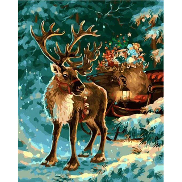 paint by numbers | Moose Christmas | animals christmas deer intermediate | FiguredArt