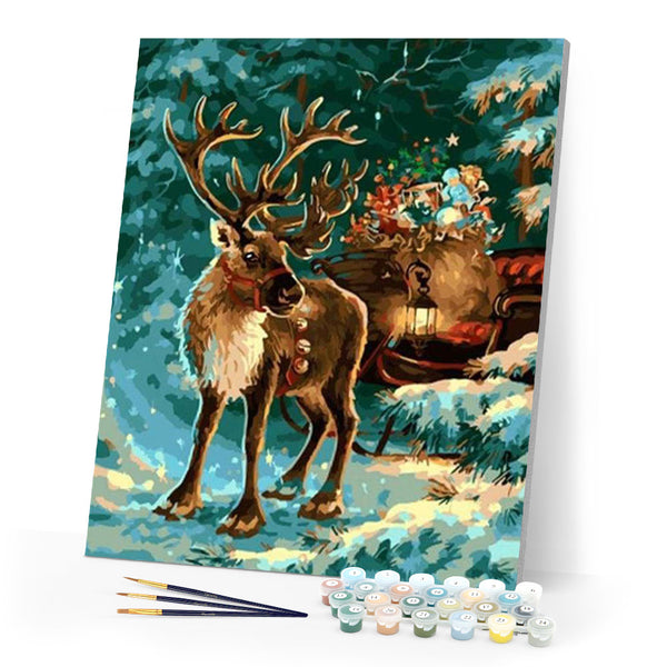 paint by numbers | Moose Christmas | animals christmas deer intermediate | FiguredArt