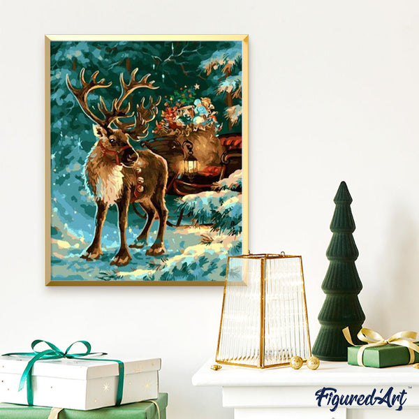 paint by numbers | Moose Christmas | animals christmas deer intermediate | FiguredArt