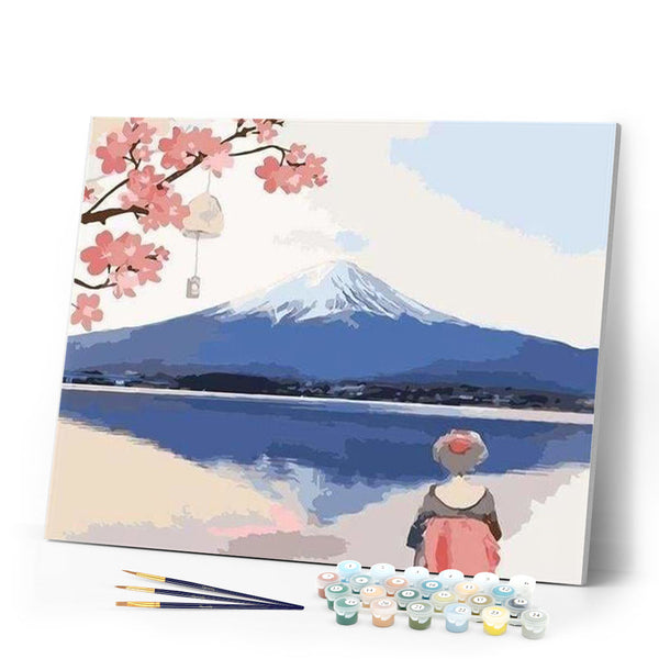 paint by numbers | Looking at Mount Fuji | easy flowers landscapes | FiguredArt
