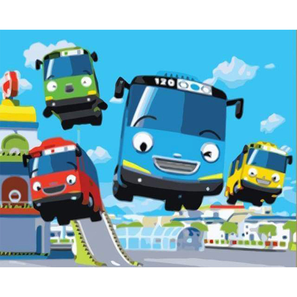 paint by numbers | Colorful buses | easy kids movies | FiguredArt