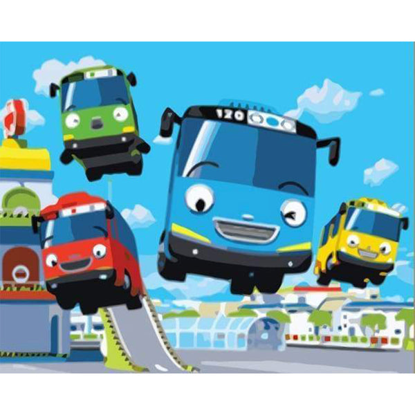 paint by numbers | Colorful buses | easy kids movies | FiguredArt