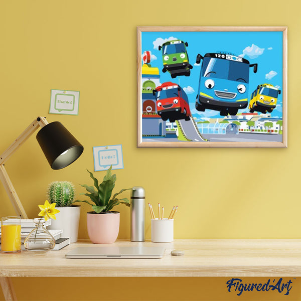paint by numbers | Colorful buses | easy kids movies | FiguredArt