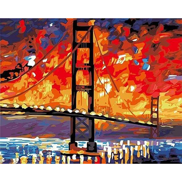 paint by numbers | San Francisco Bridge by Night | cities intermediate | FiguredArt