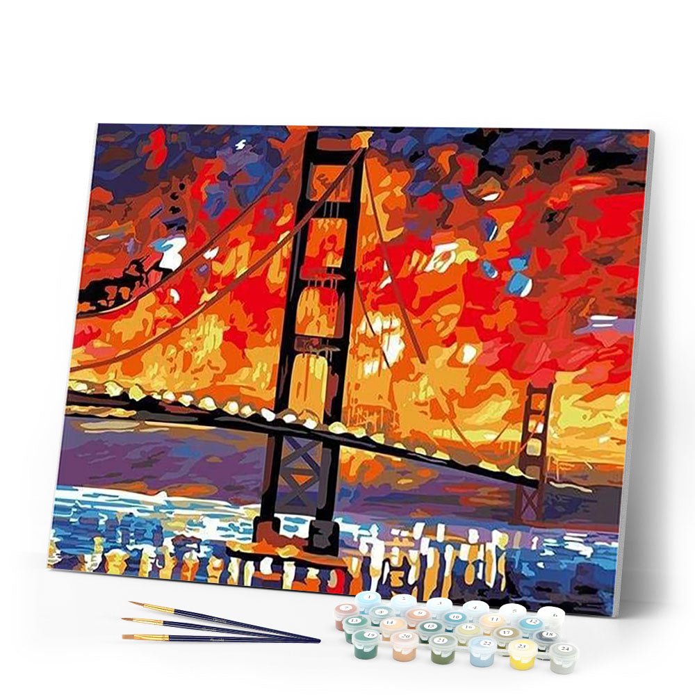 paint by numbers | San Francisco Bridge by Night | cities intermediate | FiguredArt